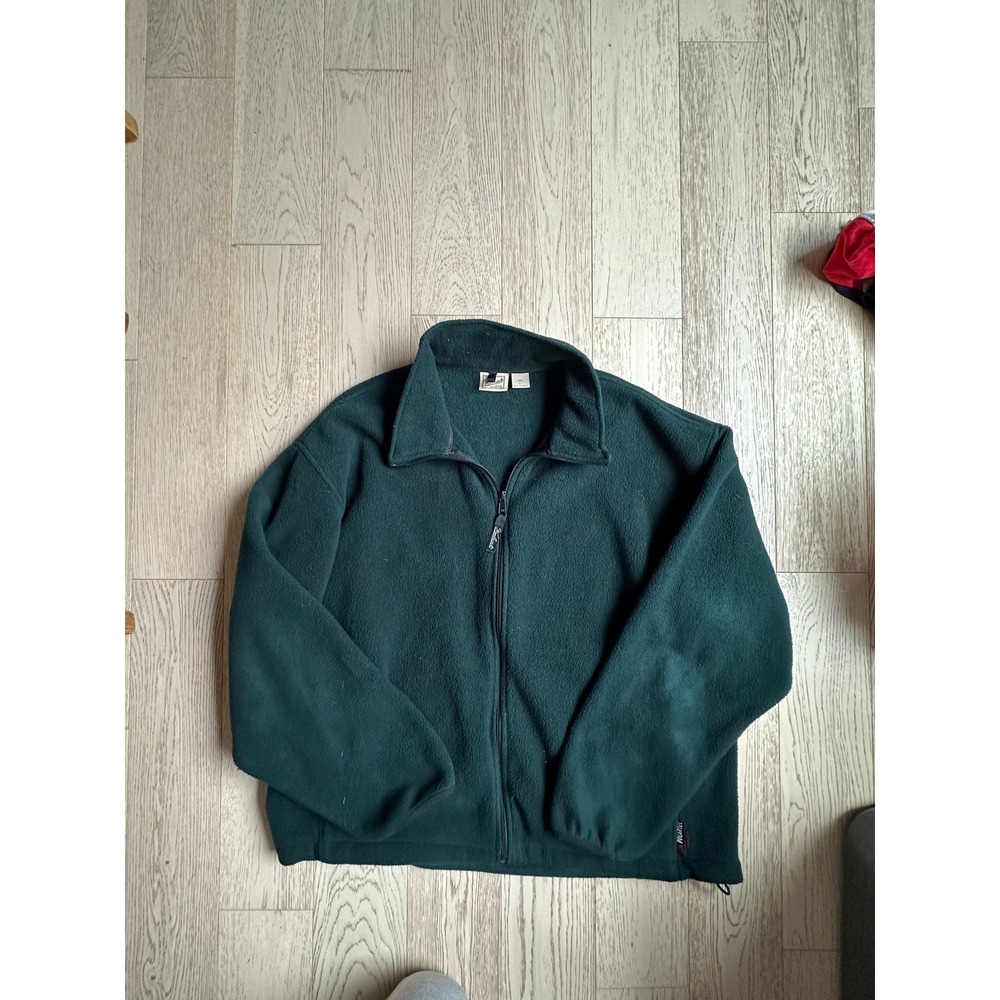 Woolrich Mens Full Zip Fleece Jacket Forest Green Large Outdoor Hiking Layer